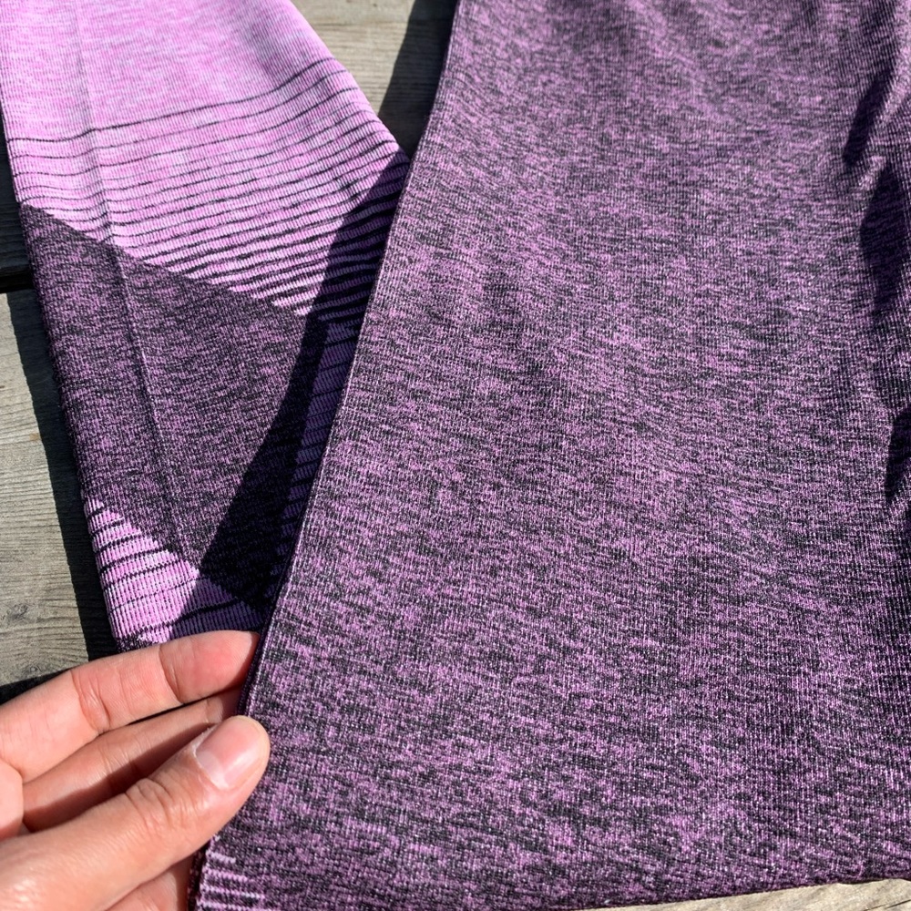 Splendid seamless purple color block yoga workout leggings stretch spandex pants - Picture 9 of 13